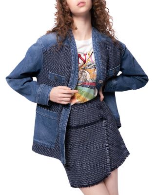 PINKO - Tweed Trim Denim Jacket