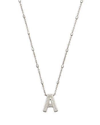 Kendra Scott - Letter A Adjustable Pendant Necklace in Rhodium Plated, 19"
