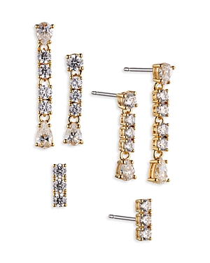Nadri Love All Cubic Zirconia Drop Earrings In 18k Gold Plated, Set Of 3