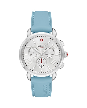 Michele Sport Sail Chronograph, 38mm In Silver/blue