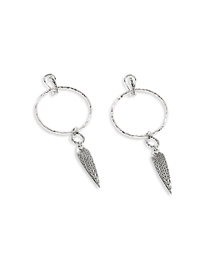 John Hardy Classic Chain Hammered Drop Huggie Hoop Earrings In Silver
