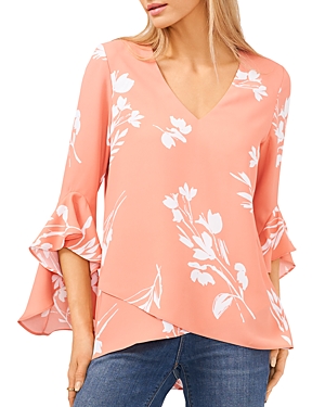 Vince Camuto Ruffle Top In Canyon Coral