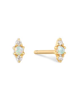 Moon & Meadow - 14K Yellow Gold Opal & Diamond Stud Earrings - 100% Exclusive