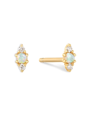 Moon & Meadow 14k Yellow Gold Opal & Diamond Stud Earrings - 100% Exclusive In Opal/gold