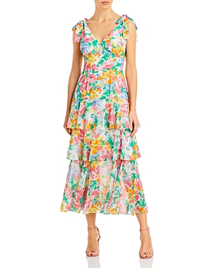 Wayf Hampton Tiered Midi Dress In Watercolor