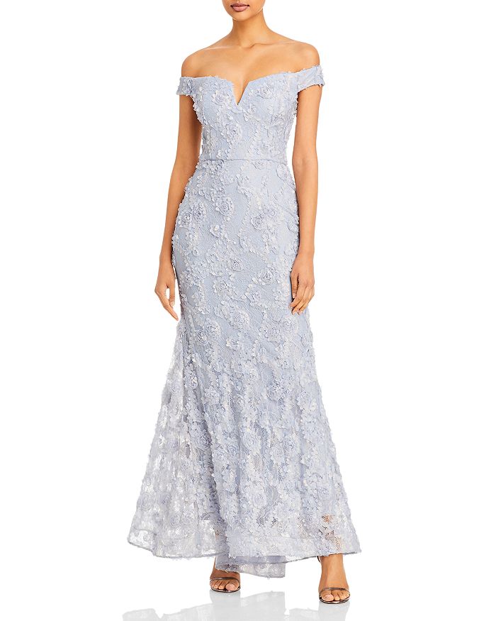 AQUA Appliquéd Lace Gown | Bloomingdale's