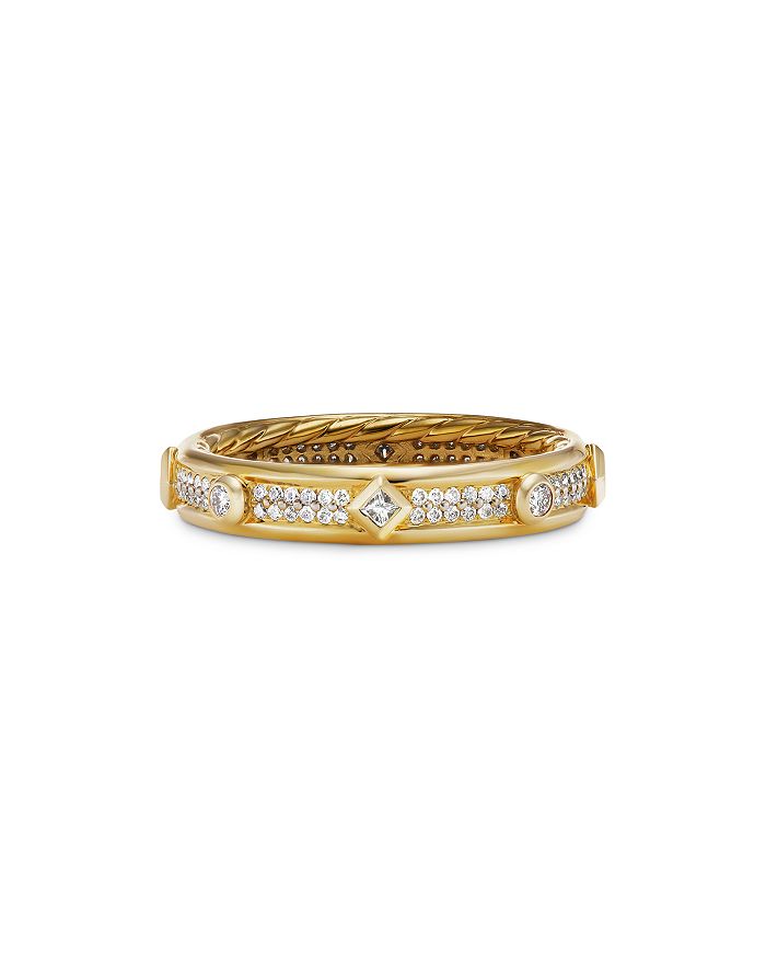 David Yurman - 18K Yellow Gold Modern Renaissance Ring with Full Pav&eacute; Diamonds