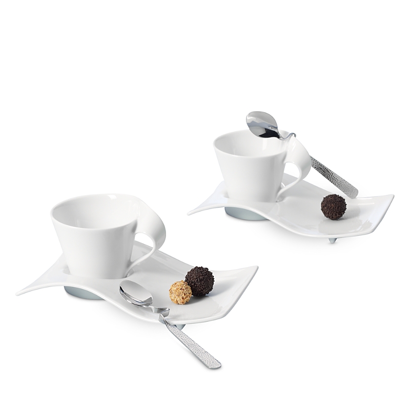 Villeroy & Boch New Wave Caffe Set Of 2 Espresso Cups And Saucers In Multi
