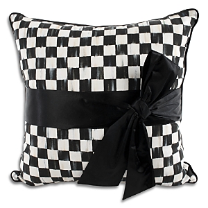 Shop Mackenzie-childs Courtly Check Sash Decorative Pillow, 18 X 18 In Black/white