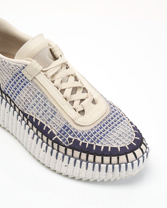 Shop Chloé Women's Nama Woven Platform Low Top Sneakers In Cosmic Blue