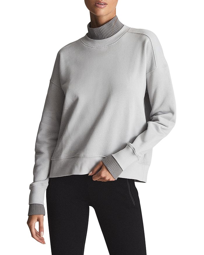 REISS Regan Cotton Ribbed Neck Sweater Bloomingdale s