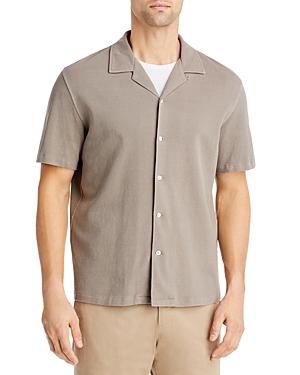 Rag & Bone Avery Short Sleeve Jersey Button-up Shirt In Driftwood