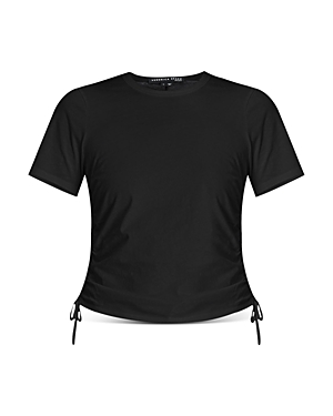 Veronica Beard Tazi Ruched Side Cotton T-shirt In Black
