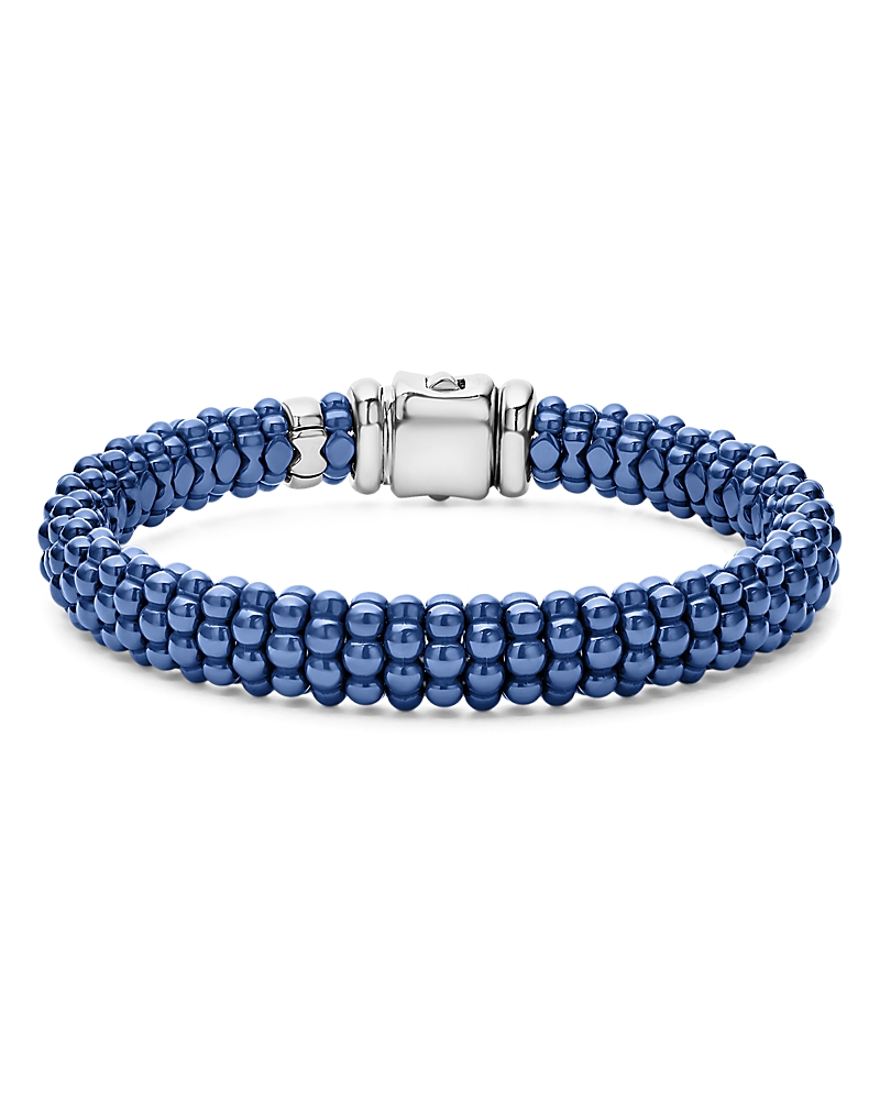 Lagos 18k Yellow Gold & Sterling Silver Ultramarine Ceramic Bead Bracelet In Blue/silver