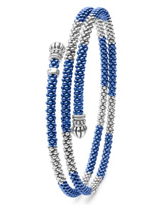 Sterling Silver Ultramarine Ceramic Bead Coil Bracelet
