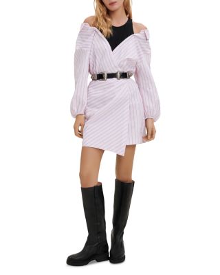 knee length dresses for ladies Joseline Mixed Media Faux Layered Mini Dress
