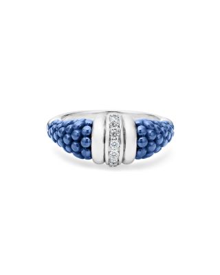 Sterling Silver Diamond & Ceramic Bead Ring