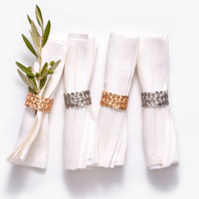 Matte Braid Napkin Jewel Rings, Set of 4