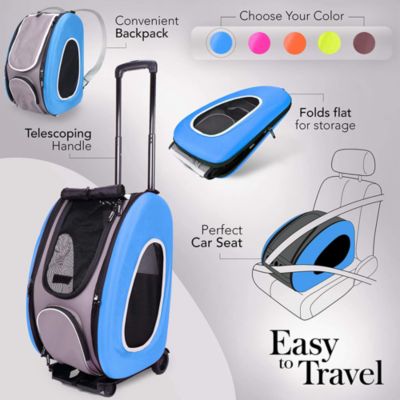  5-in-1 Pet Carrier with Backpack, Pet Carrier Stroller, Shoulder Strap, Carriers with Wheels for Dogs and Cats