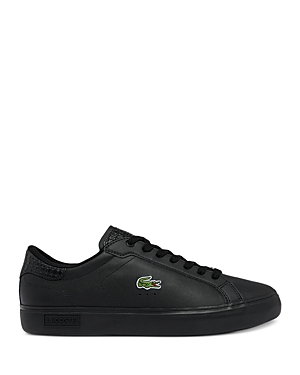 Shop Lacoste Men's Powercourt Leather Sneakers In Black