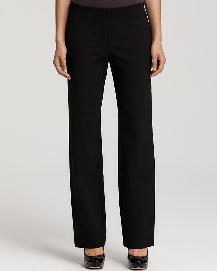 Eileen Fisher Stretch Viscose Knit Straight Leg Pants in Black