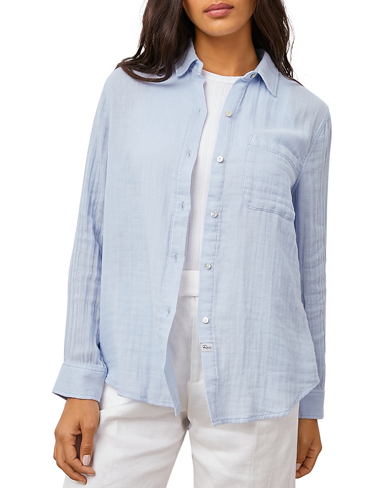 Rails Ellis Long Sleeve Gauze Shirt In Bluebell