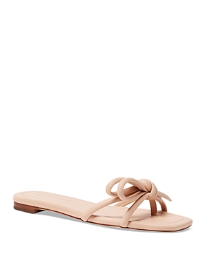 Loeffler Randall Hadley Leather Bow Flat Sandals In Ballet