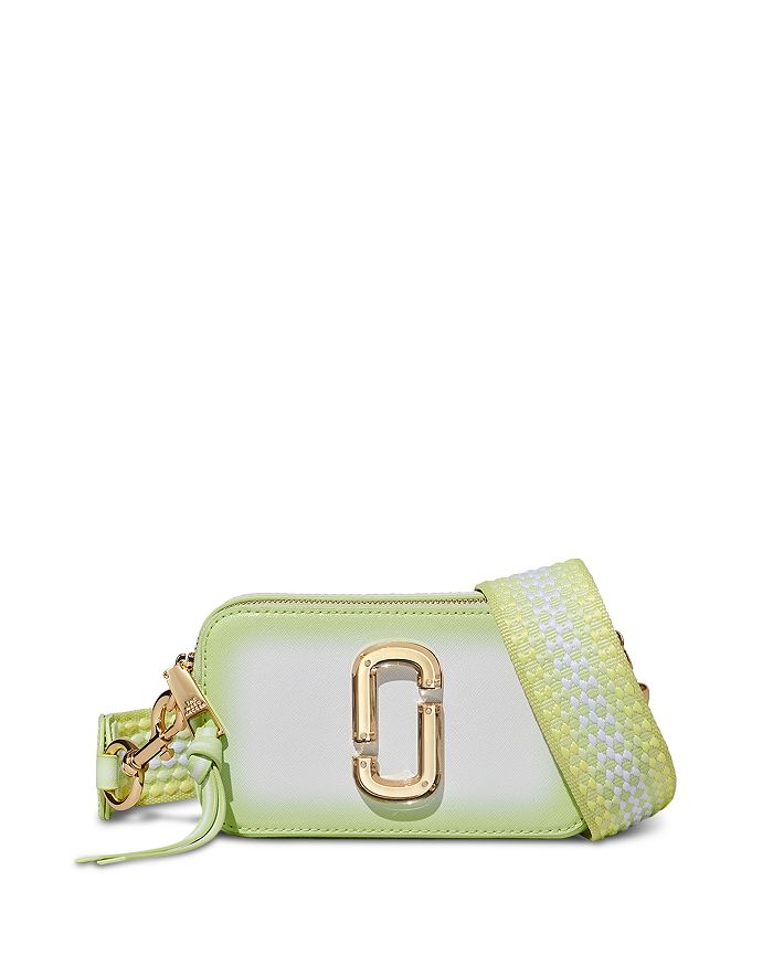 Marc Jacobs - Snapshot Studs - Green leather bag with canvas print and wide  and studded shoulder strap, for women