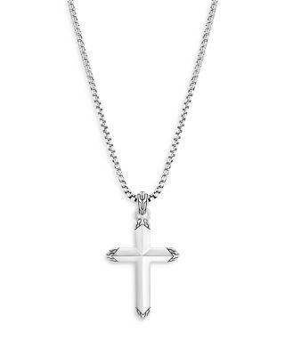 Men's Sterling Silver Classic Chain Cross Pendant Necklace, 22"
