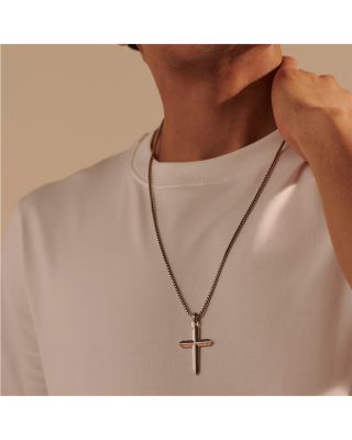 Men's Sterling Silver Classic Chain Cross Pendant Necklace, 22"