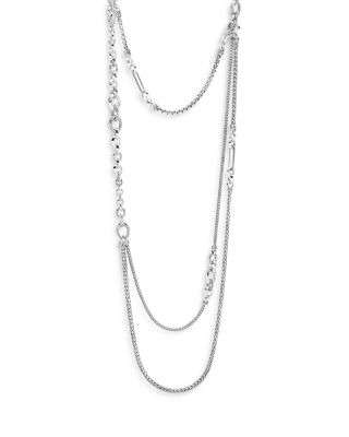 Sterling Silver Classic Chain Layered Necklace, 34"