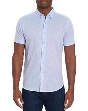 ROBERT GRAHAM PETERSON LINEN & COTTON TEXTURED TAILORED FIT BUTTON DOWN SHIRT - 100% EXCLUSIVE