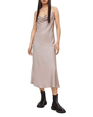 Allsaints Womens Dusty Pink Hadley Satin Midi Dress 6 In Dusty Pink
