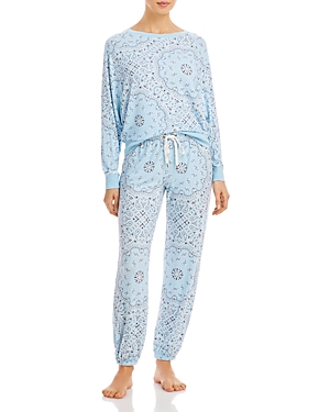 Honeydew Star Seeker Printed Pajama Set In Aquamarine Bandana