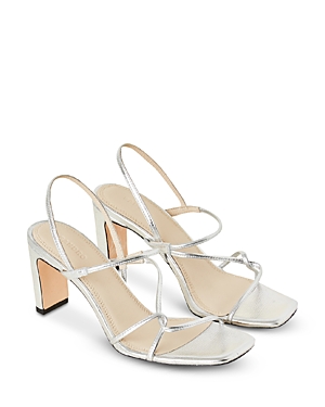 Shop Sandro Women's Strappy Slingback High Heel Sandals In Silver
