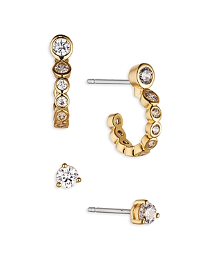 Nadri Daylight Crystal Hoop & Stud Earring Set In Gold