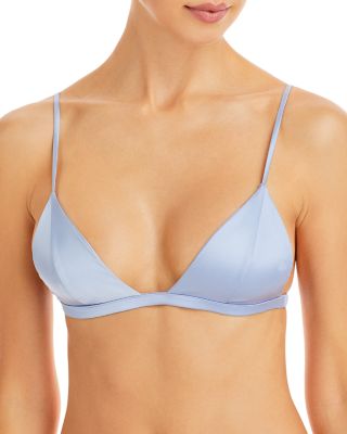 Fleur Du Mal Blue Silk Triangle Bra In Pastel Sky