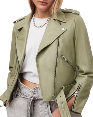 Stradivarius faux leather biker jacket in pop green