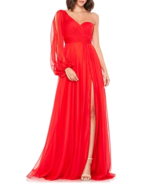 Shop Mac Duggal One Shoulder Gown In Red