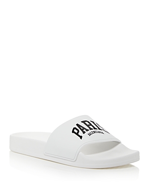 Balenciaga Cities Bicolor Pool Slide Sandals In White - Paris