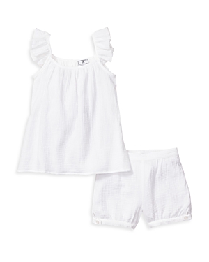 Petite Plume Girls' Gauze Amelie Shorts Set - Baby, Little Kid, Big Kid In White