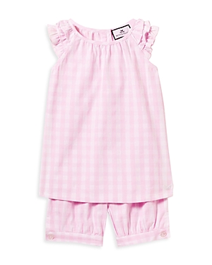 Shop Petite Plume Girls' Gingham Amelie Shorts Set - Baby, Little Kid, Big Kid In Pink