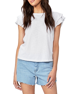 Shop Paige Linnea Flutter Sleeve Tee In White