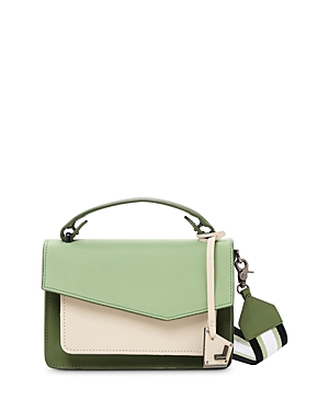 Botkier Cobble Hill Medium Leather Crossbody In Dusty Mint Colorblock/gunmetal