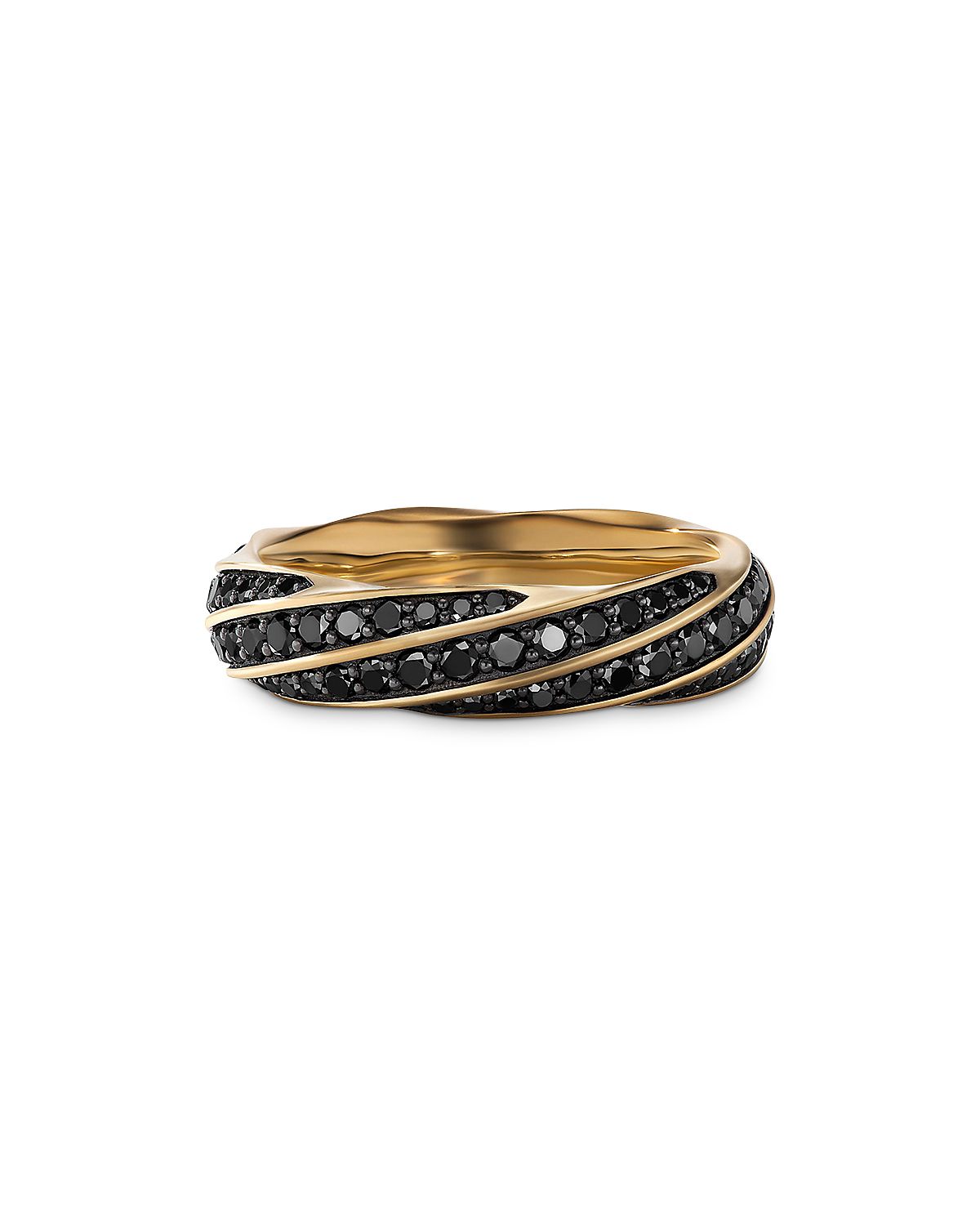 David Yurman Men's 18K Yellow Gold Cable Edge Black Diamond Pave Ring