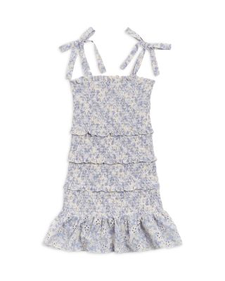 Katiejnyc Girls' Floral-print Tiered Smocked Dress - Big Kid In Blue Floral