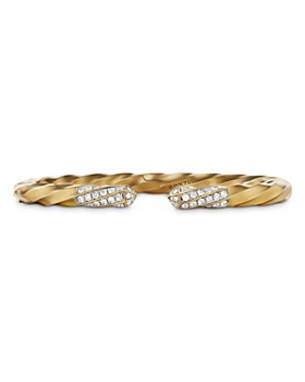 David Yurman - Cable Edge Bracelet in Recycled 18K Yellow Gold with Pavé Diamonds