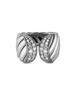 Sculpted Cable Ring with Pav&eacute; Diamonds