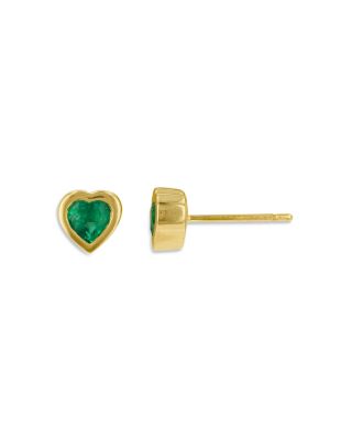 Rachel Reid - 14K Yellow Gold Emerald Heart Stud Earrings