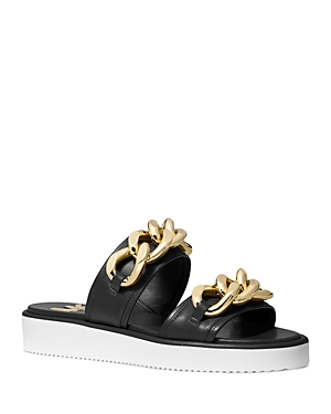 Michael Michael Kors Women's Scarlett Double Chain Platform Slide Sandals In Black